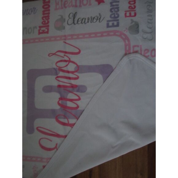 PERSONAL CREATIONS BABY NAME BLANKET  " ELEANOR " PINK AND LAVENDER SO SWEET - Picture 4 of 4